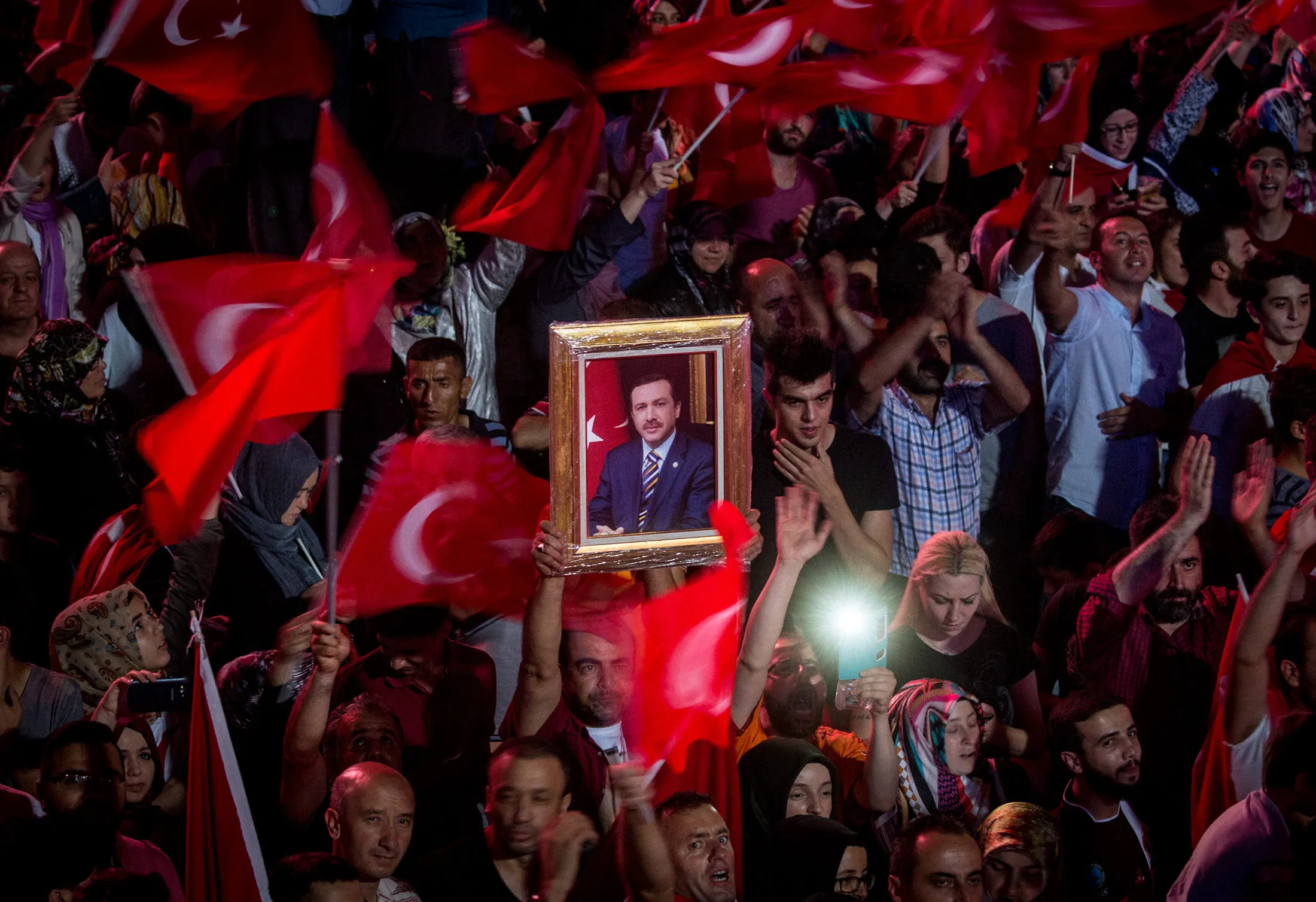 Recep Tayyip Erdogan supporters in 2016.
