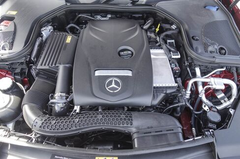 The 2017 Mercedes E300 has a 241-horsepower, inline-four cylinder engine.