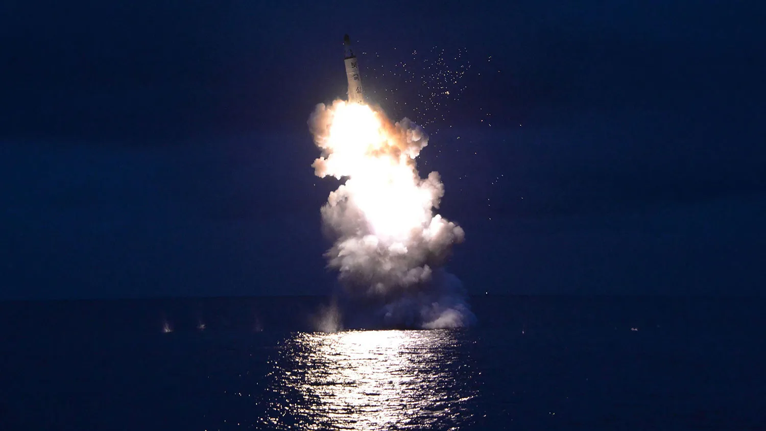 This undated picture released from North Korea's official Korean Central News Agency (KCNA) on Aug. 25, 2016, shows a test-fire of strategic submarine-launched ballistic missile being launched at an undisclosed location.
