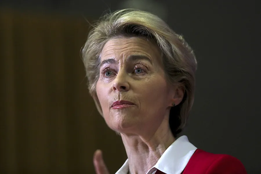 Ursula von der Leyen speaks at the London School of Economics in London, on Jan. 8.