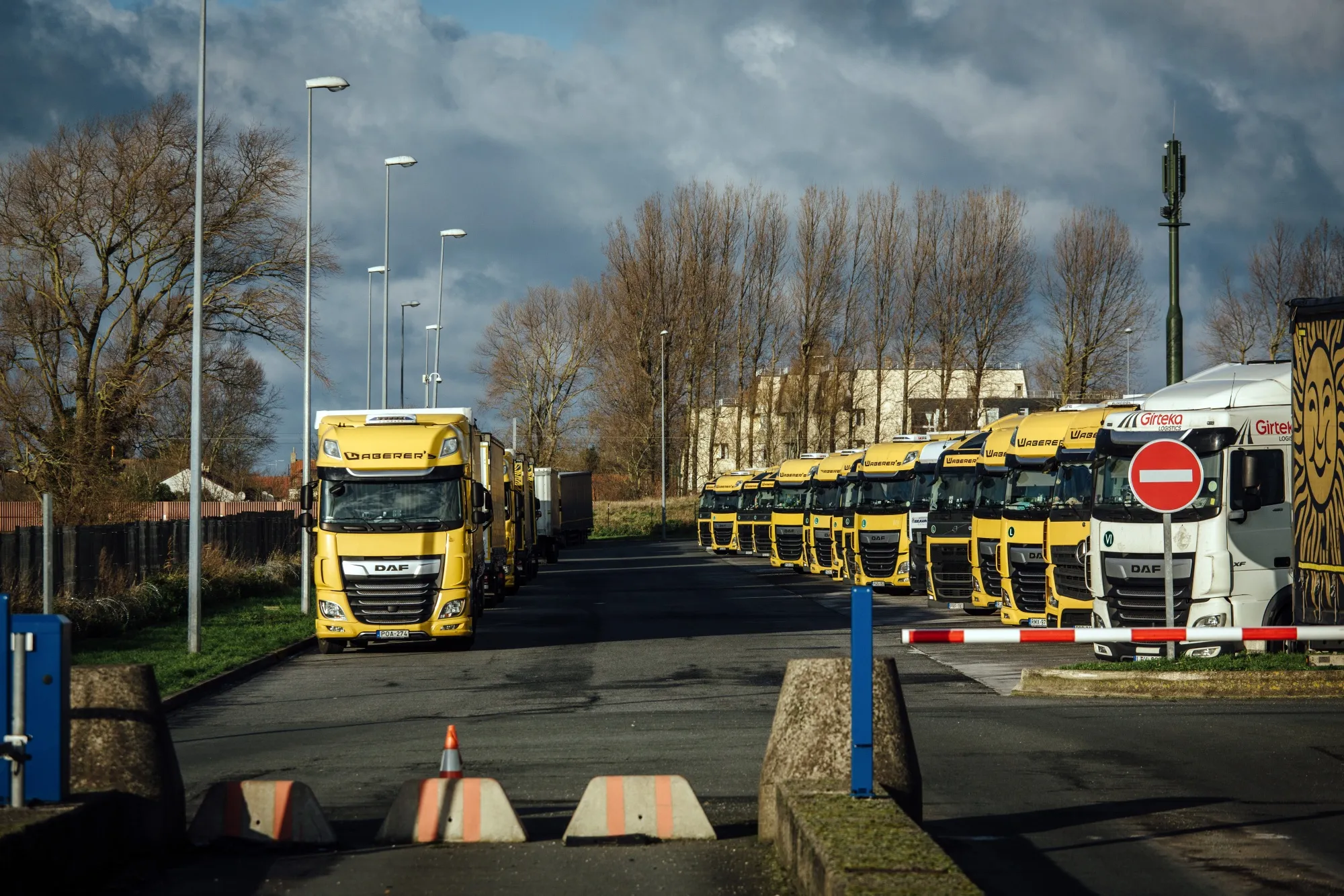 Haulage trucks in Marck, France.