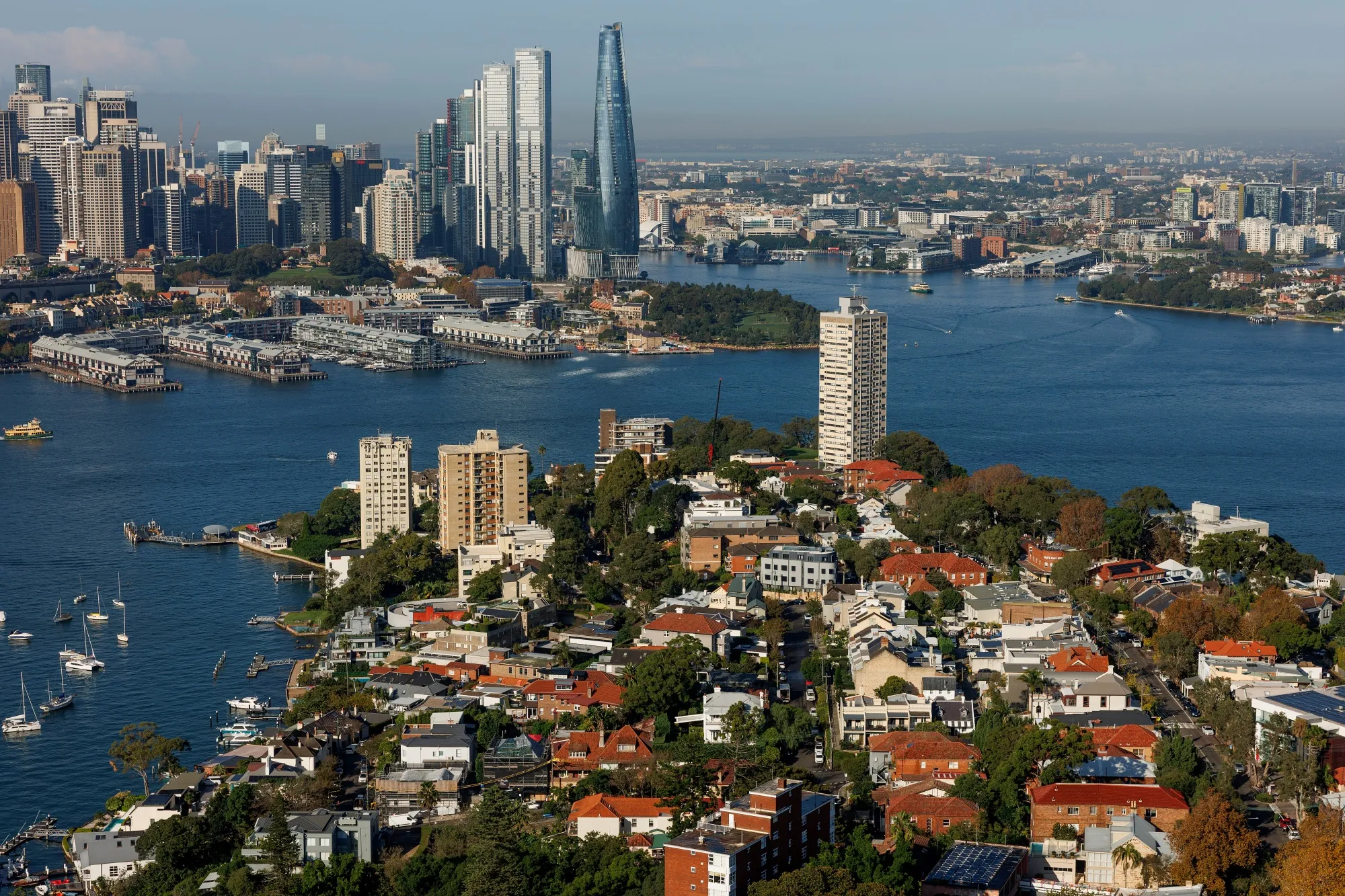 Residential and commercial buildings along Sydney Harbour.