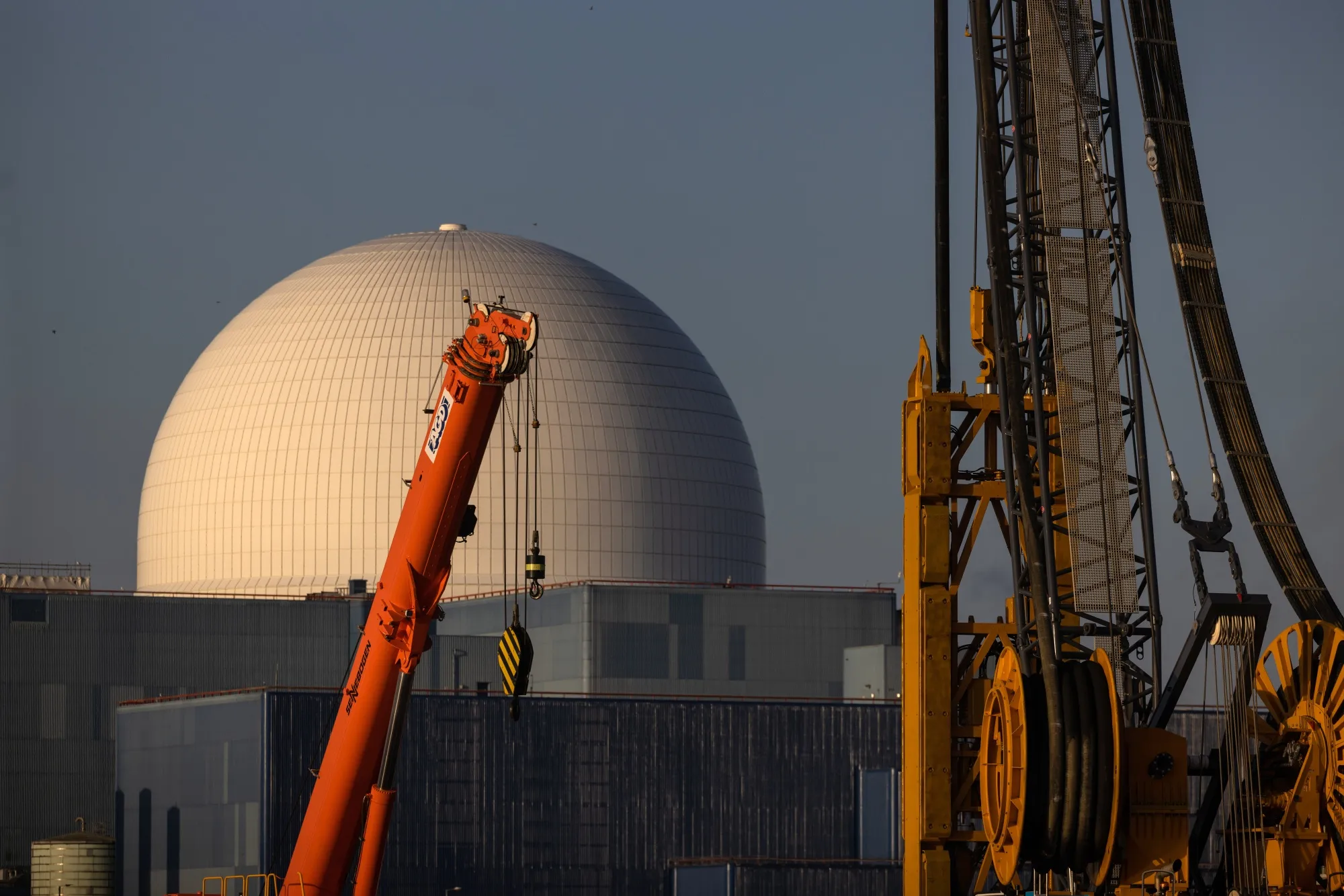 Machinery for use in the construction of Sizewell C nuclear power station next to Sizewell B nuclear power station, operated by Electricite de France SA (EDF), in Sizewell, UK.