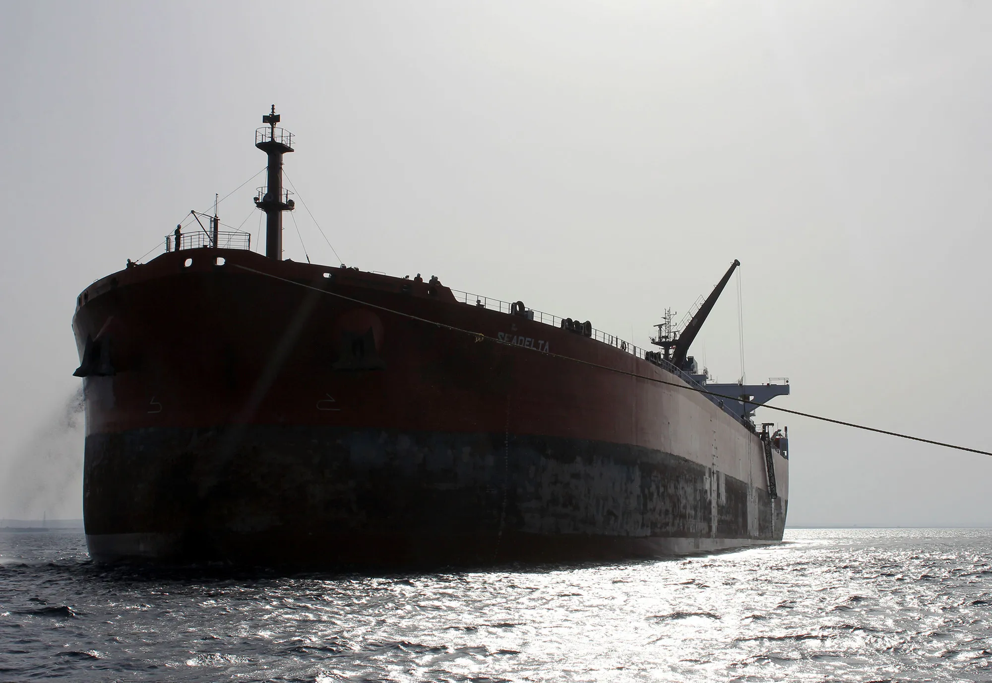 An oil tanker off the coast of Ras Lanuf port, Libya.&nbsp;