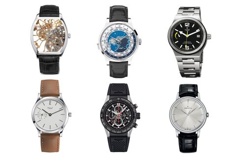Clockwise from top left: Claude Meylan Lac Tortue de Joux, Montblanc Heritage Spirit Orbis Terrarum, Tudor North Flag, Zenith Elite 6150, TAG Heuer Carrera Calibre Heuer 01 Chronograph, Habring2 Felix