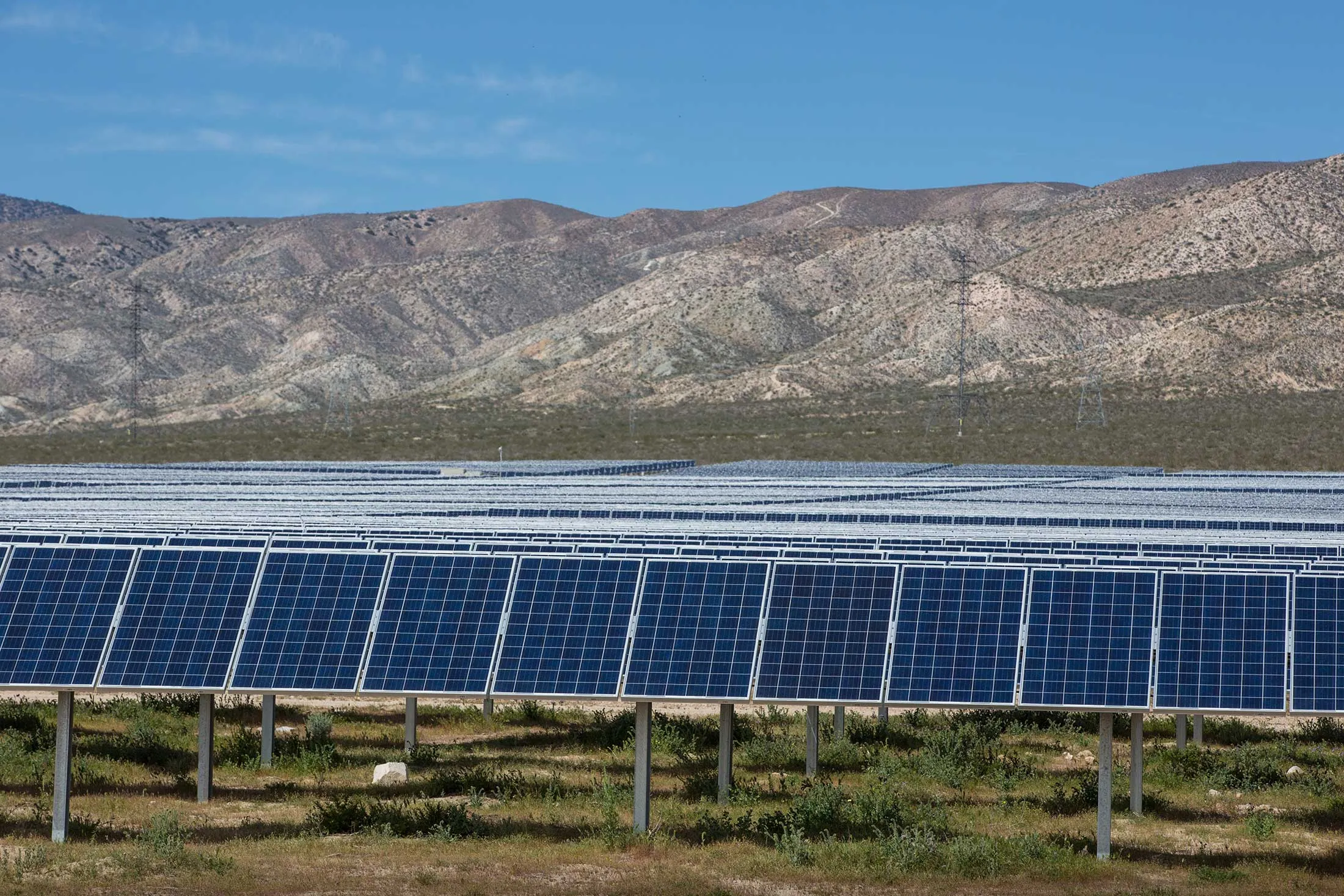 Solar panels near the Mojave Desert in California.&nbsp;