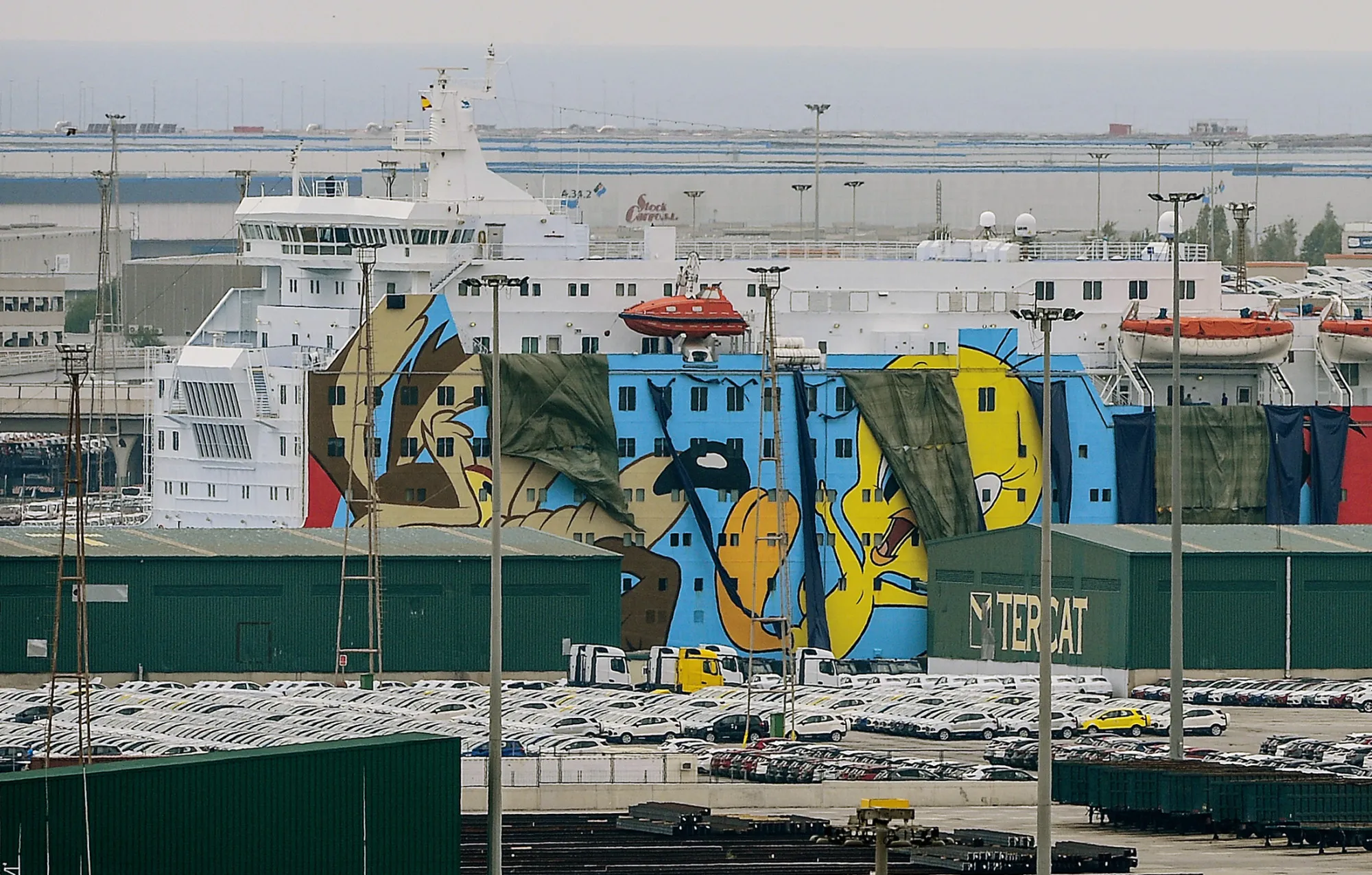 A ship used to house police reinforcements in Barcelona on Sept. 25, 2017.
