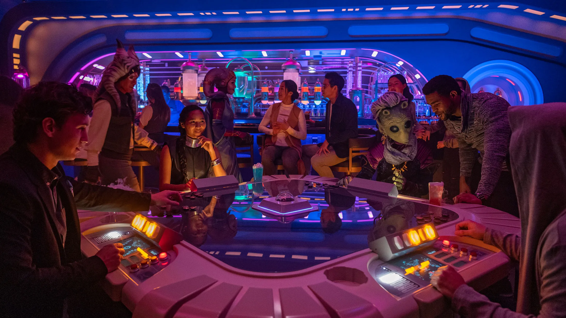The Halcyon’s Sublight Lounge in high gear at Star Wars: Galactic Starcruiser hotel