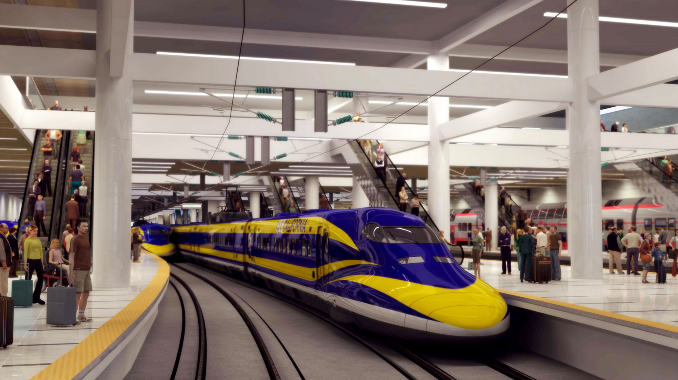 Artists rendering of the proposed high-speed rail system in California.
