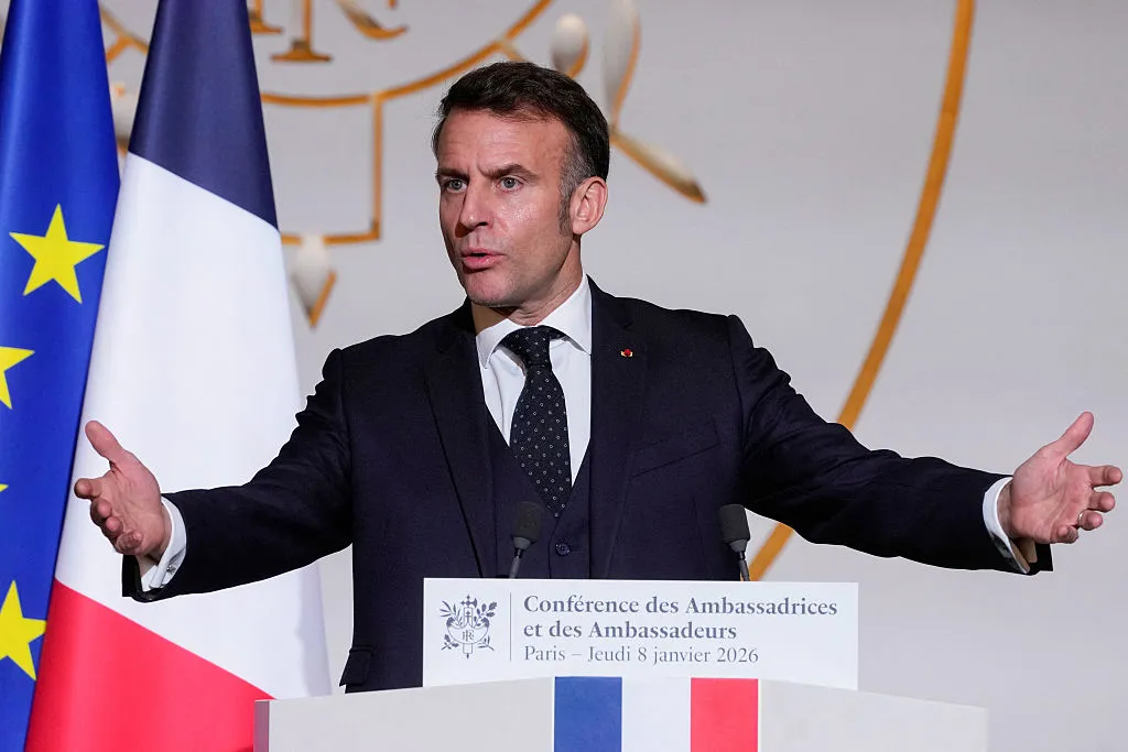 Emmanuel Macron&nbsp;delivers a speech to French ambassadors during the Ambassadors' Conference, Jan&nbsp;8.
