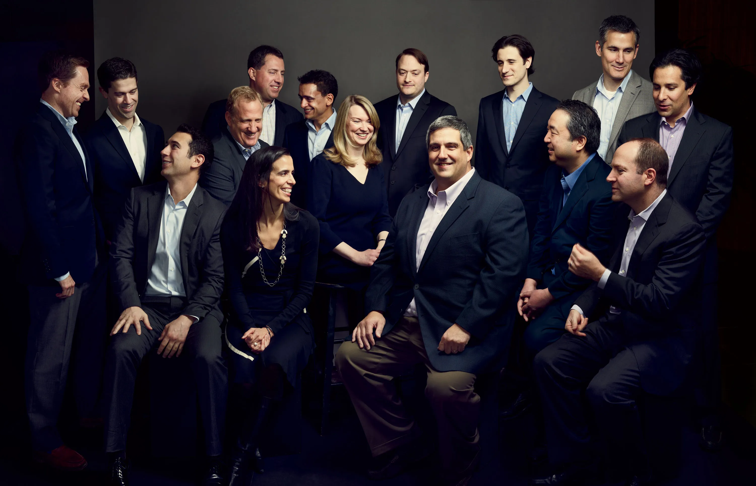 Larry Robbins, CEO of Glenview, sitting third from right, with some of his team members. He produced an 84 percent return for his Capital Opportunity fund, No. 1 in the Bloomberg Markets ranking by a large margin.
