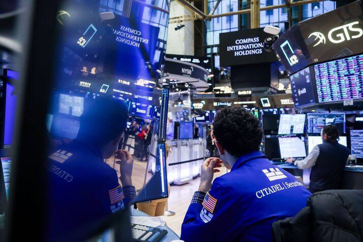 Traders At The New York Stock Exchange As Stocks Climb On Factory Data As Gold Selloff Eases