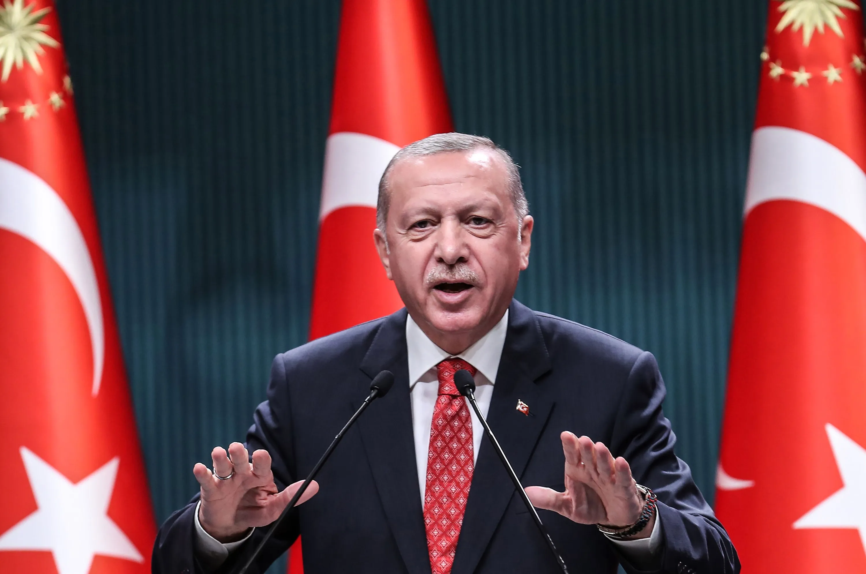 Recep Tayyip Erdogan speaks&nbsp; in Ankara on Aug. 10.