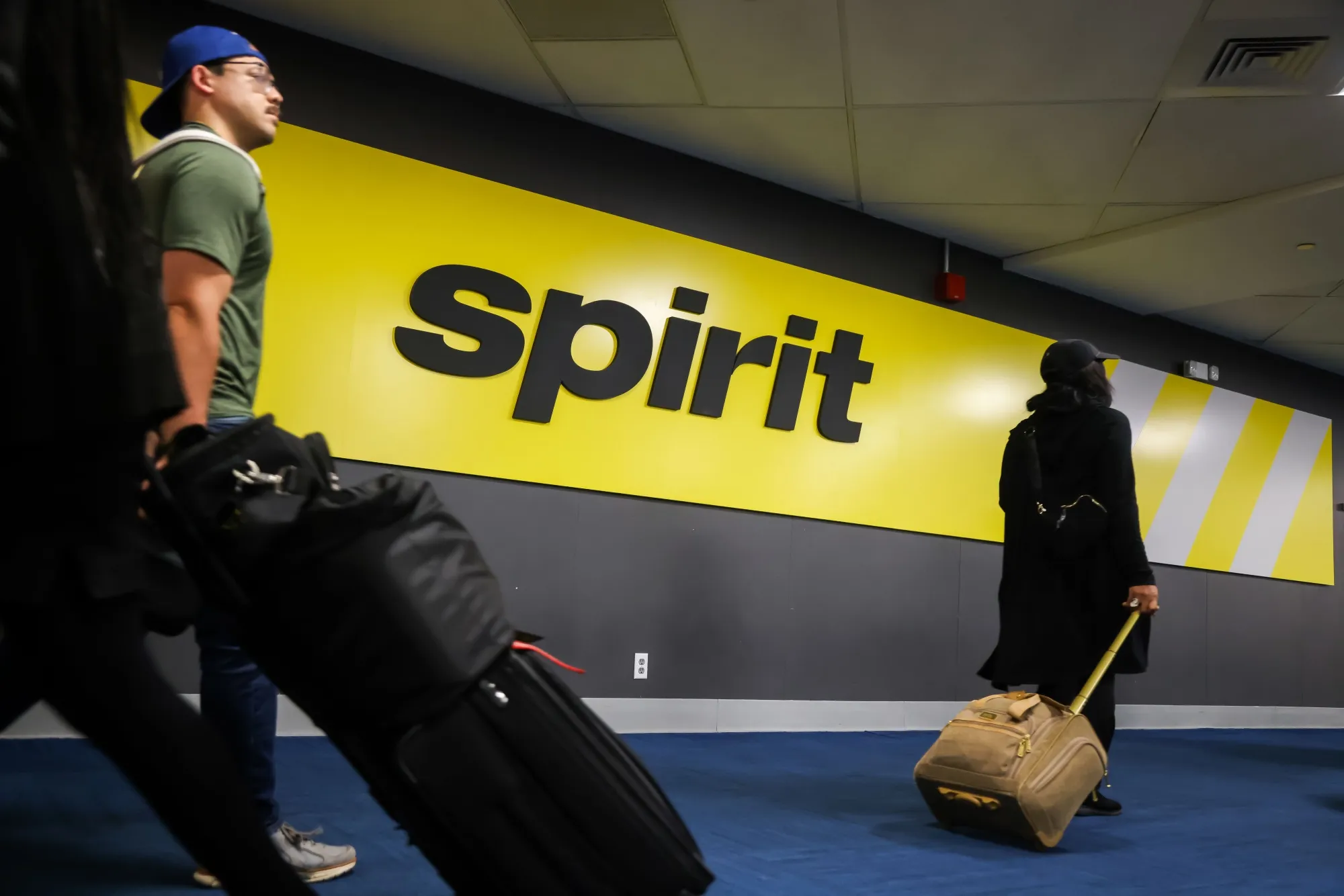 Spirit Airlines signage at LaGuardia Airport in&nbsp;New York.