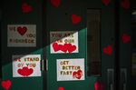 Messages of support for teacher Abby Zwerner on the&nbsp;doors of Richneck Elementary School in Newport News, Virginia.&nbsp;