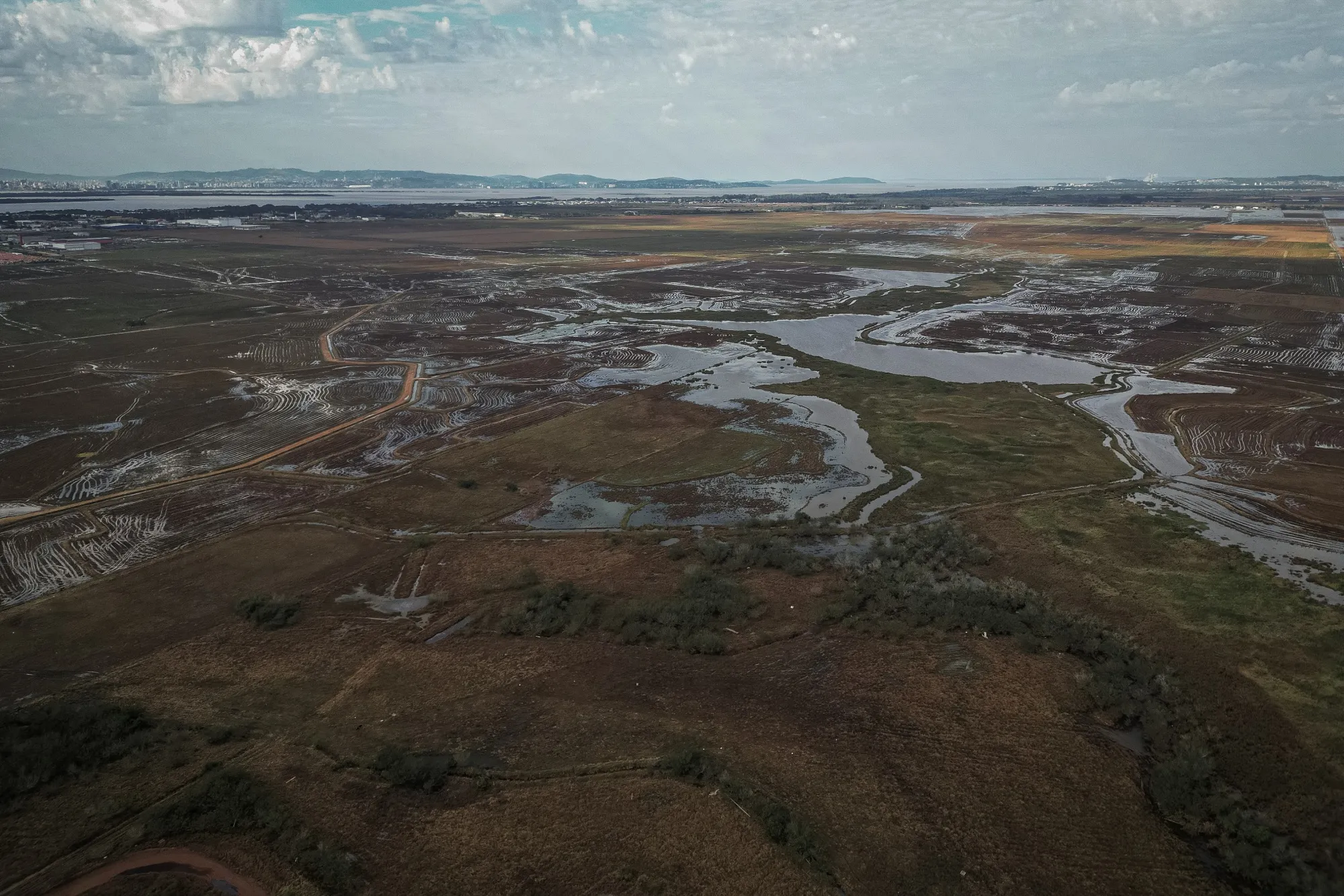 A damaged rice farm following historic flooding in Eldorado do Sul, Rio Grande do Sul state, Brazil, on&nbsp;May 22, 2024.
