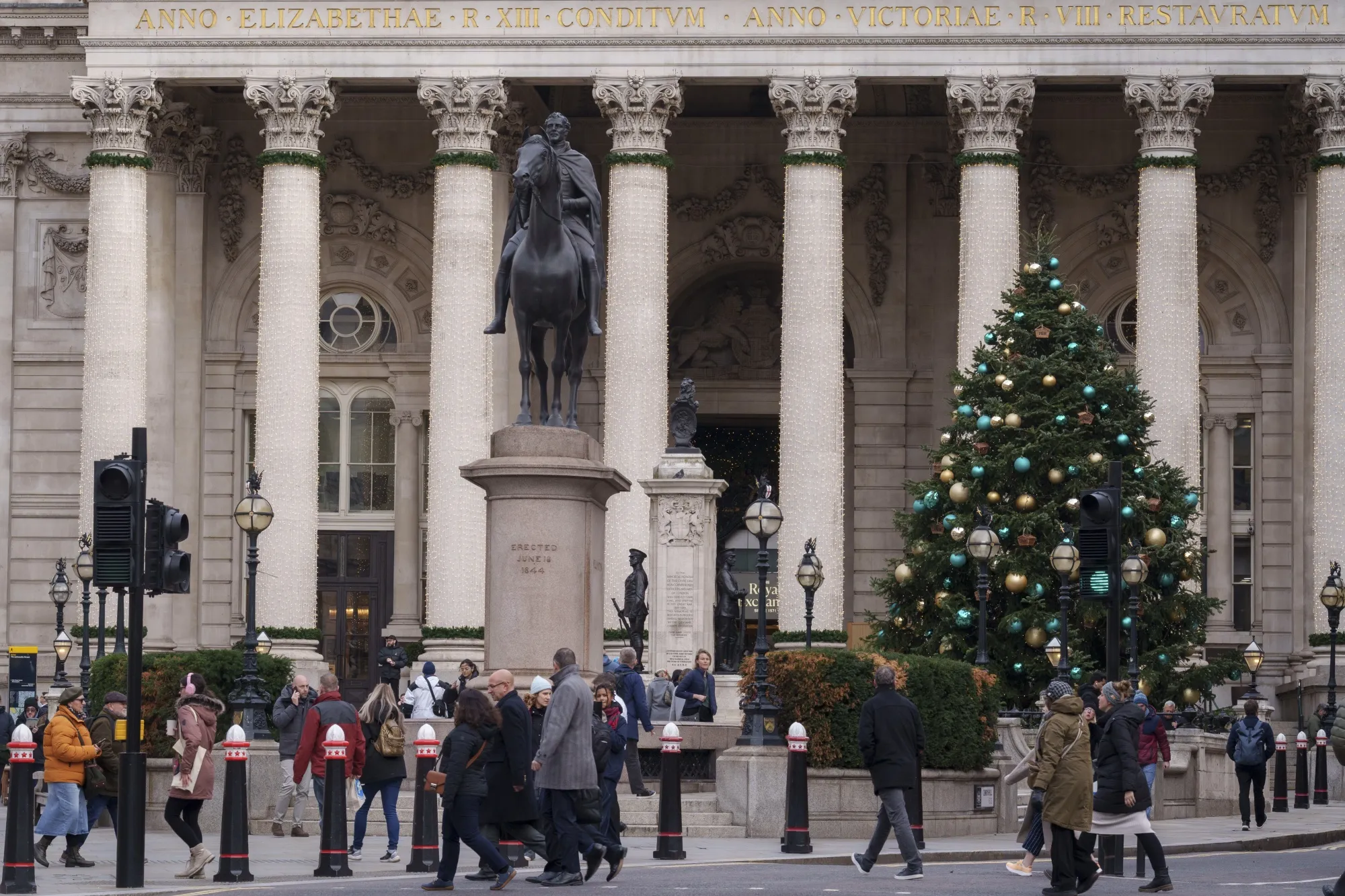 Outside the Royal Exchange in the City of London.