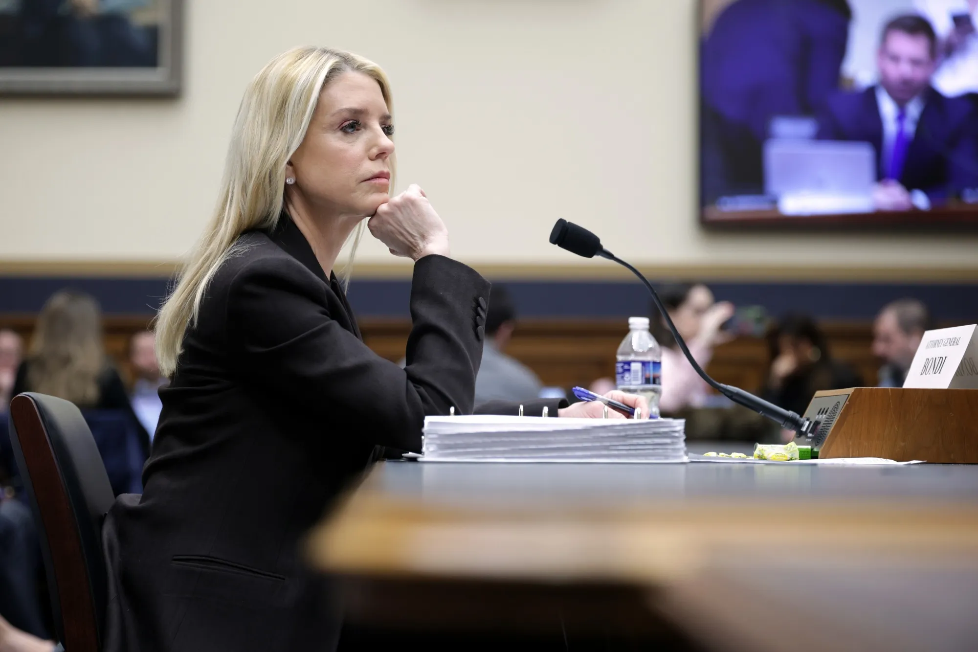 Attorney General Pam Bondi testifies before the House Judiciary Committee in the Rayburn House Office Building in Washington on Feb. 11.