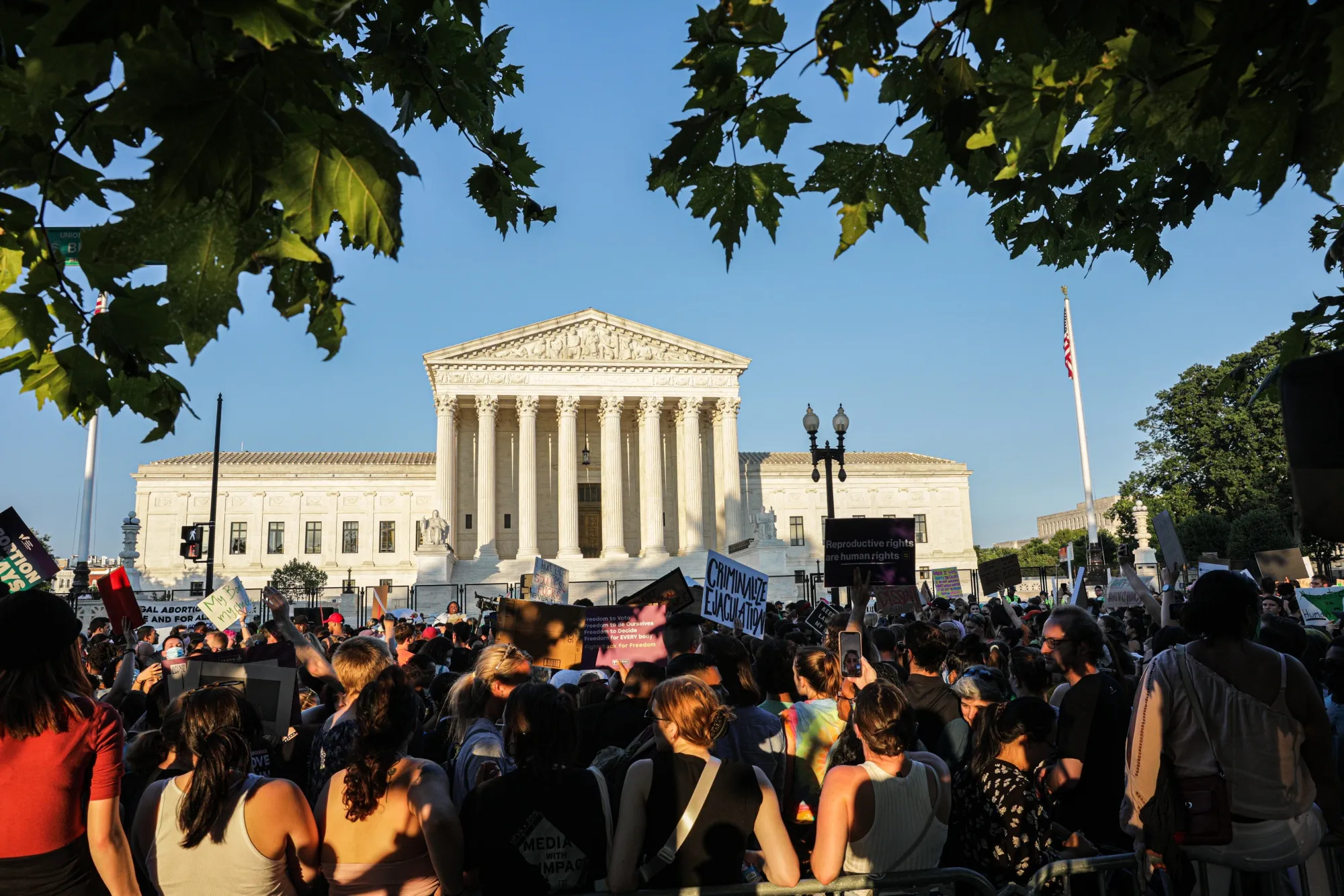 Abortion rights demonstrators gather outside the US Supreme Court in Washington, D.C., on June 24.