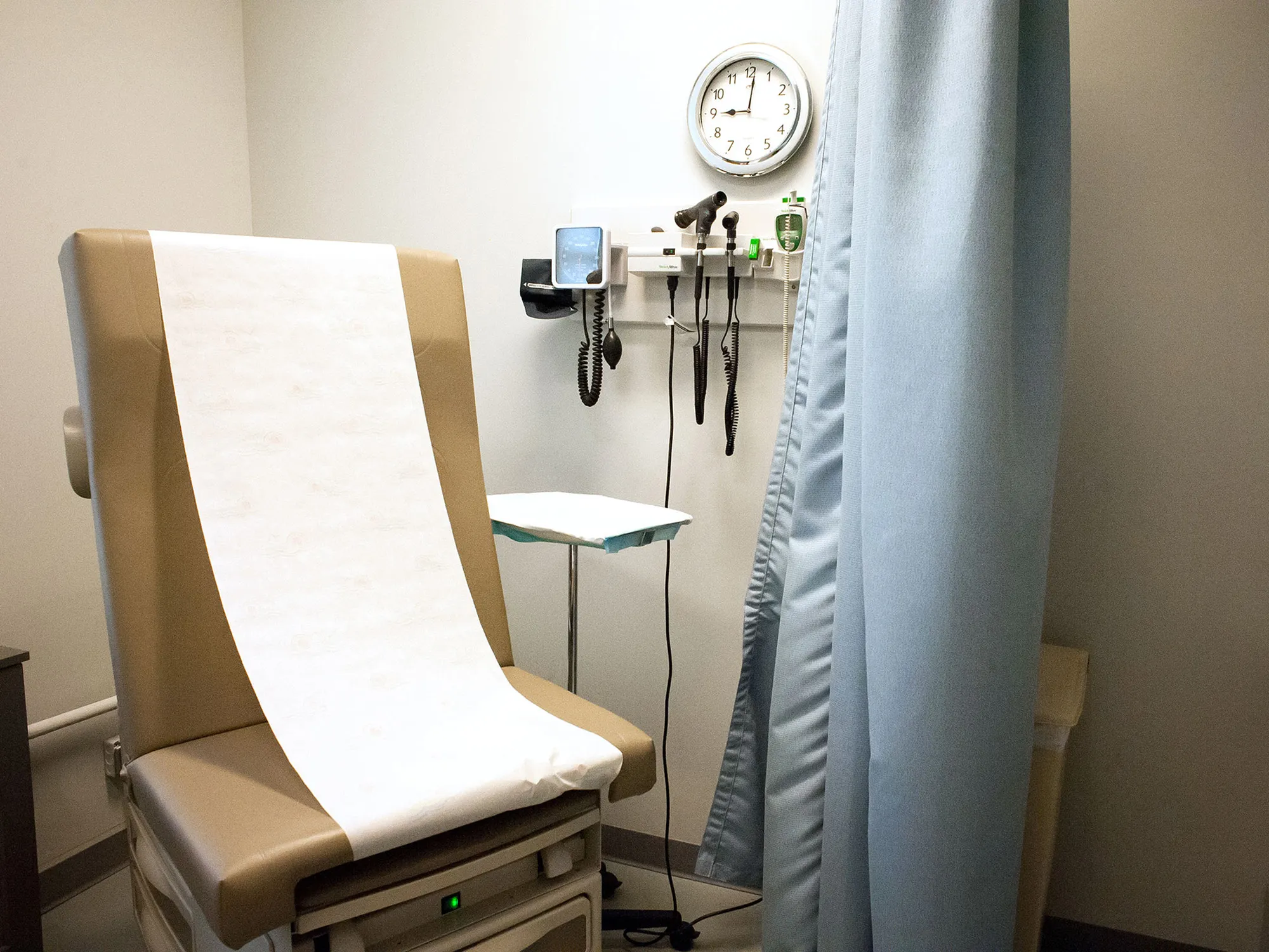 An examination room at a clinic.
