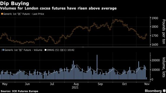 Cocoa Climbs for Second Day as Chocolate Makers Buy Market Dip
