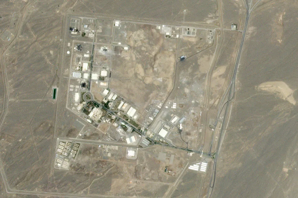The Natanz enrichment facility following Israeli airstrikes.