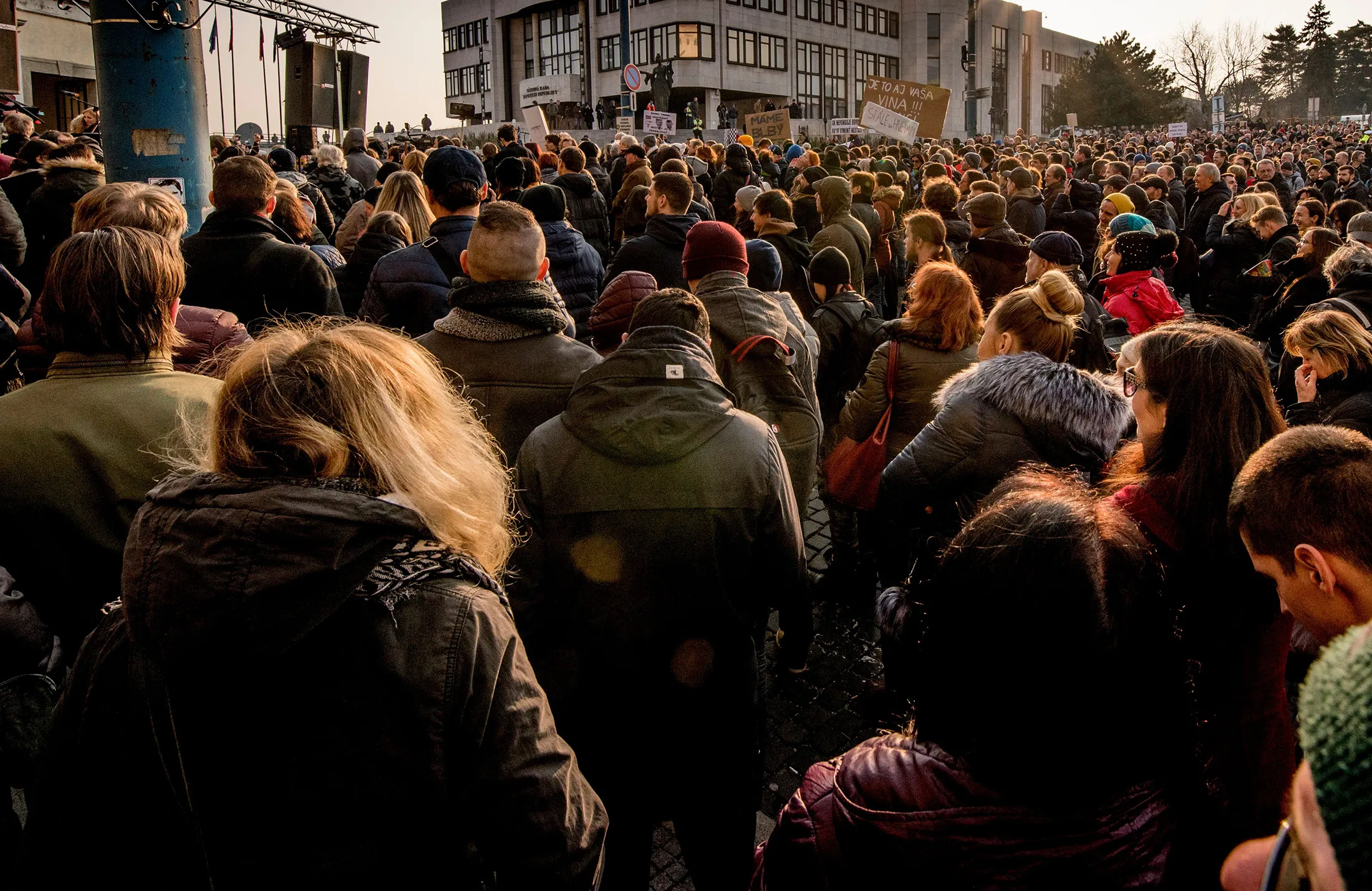 Protesters demonstrate&nbsp;in front of Slovakia's Parliament building in Bratislava on March 26, 2018.