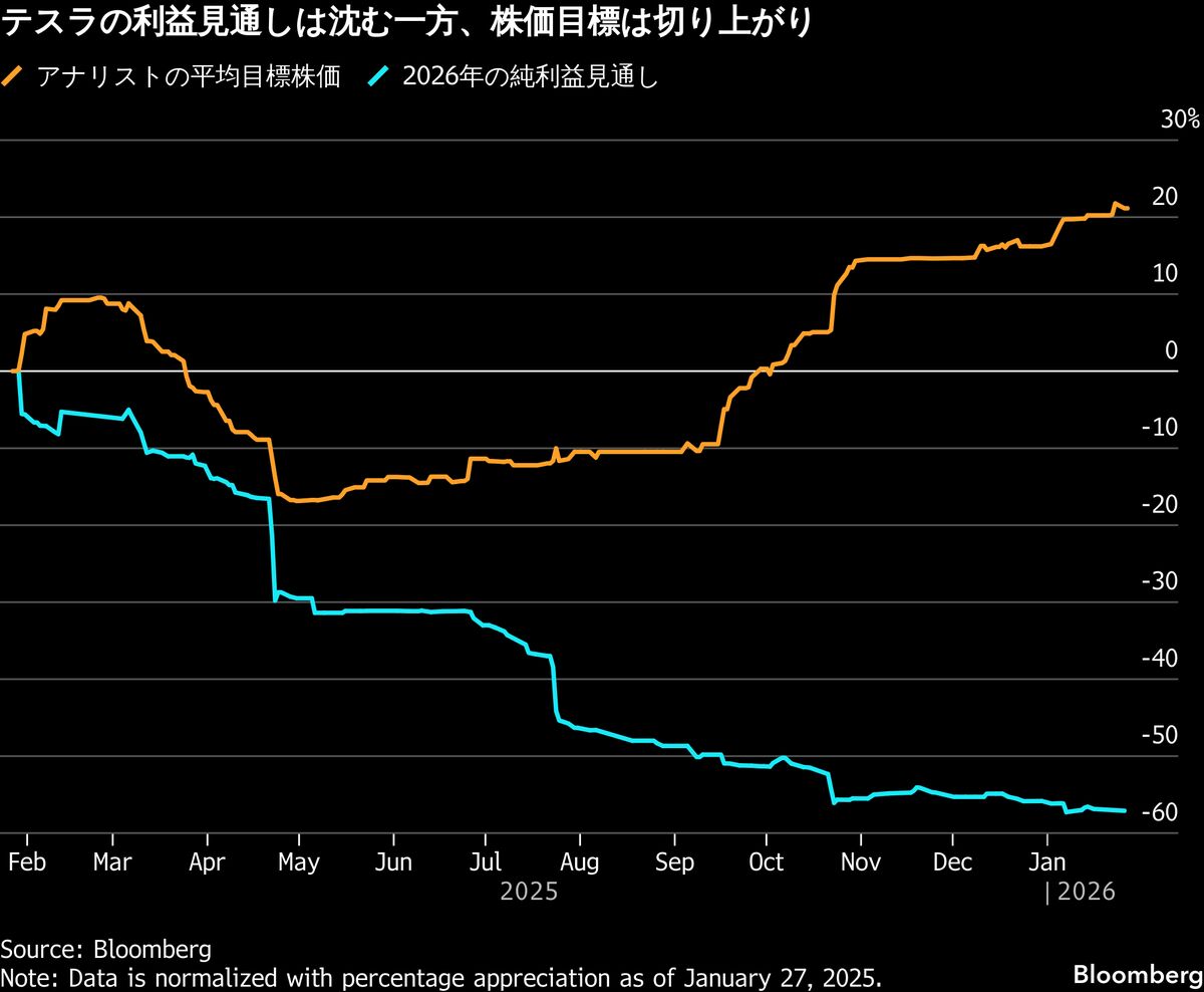 揺れるテスラの評価、収益力に不安も株価期待は上昇続く-28日に決算