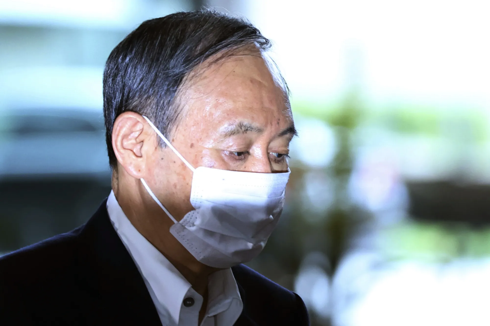 Yoshihide Suga arrives at the prime minister's office on Aug. 23.