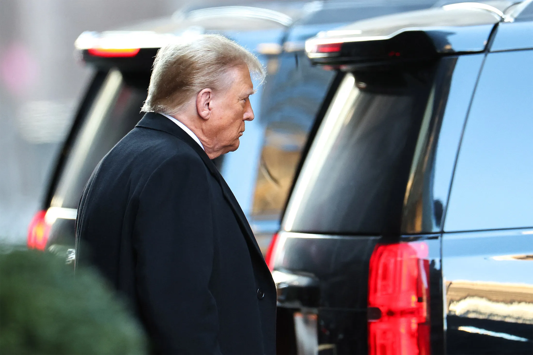 Donald Trump leaves Trump Tower in New York on Monday.