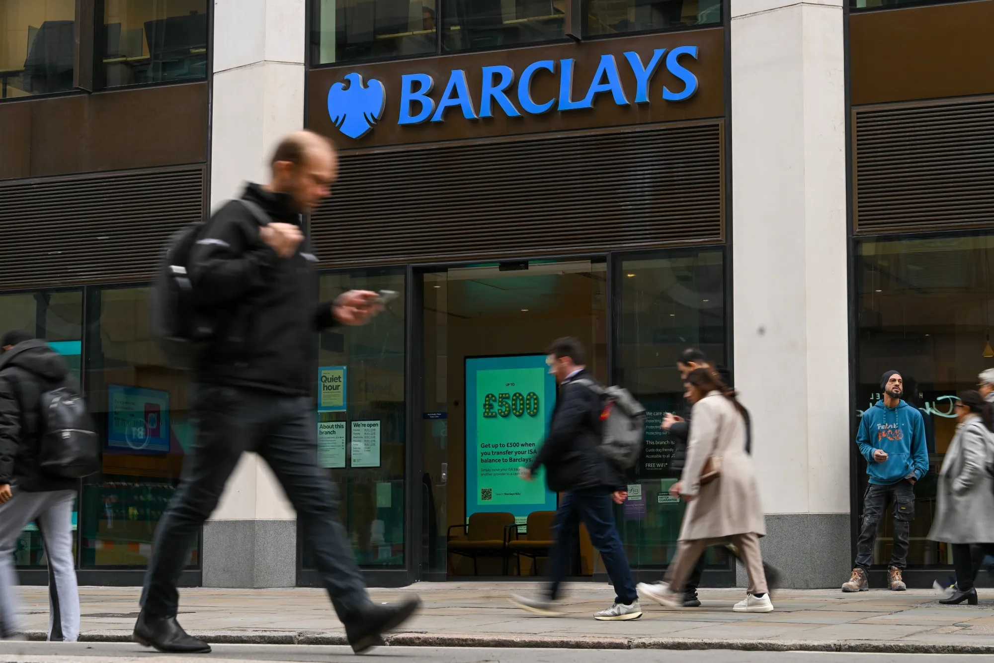A Barclays Plc bank branch in London.