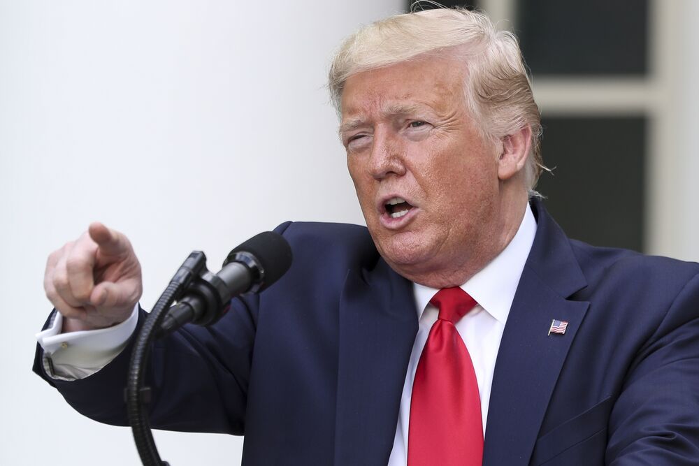 Donald Trump speaks at the White House in Washington, D.C., on May 26.