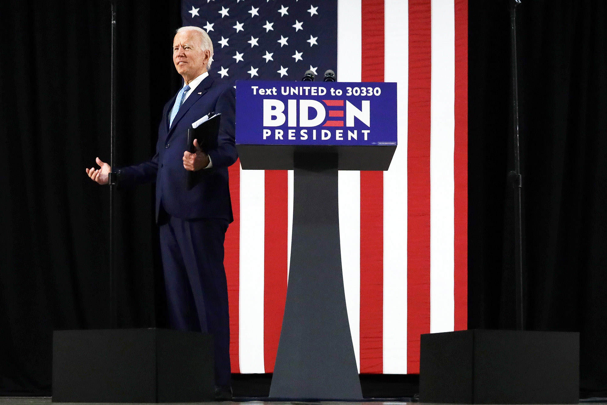 Joe Biden speaks during a campaign event in Wilmington, Delaware.