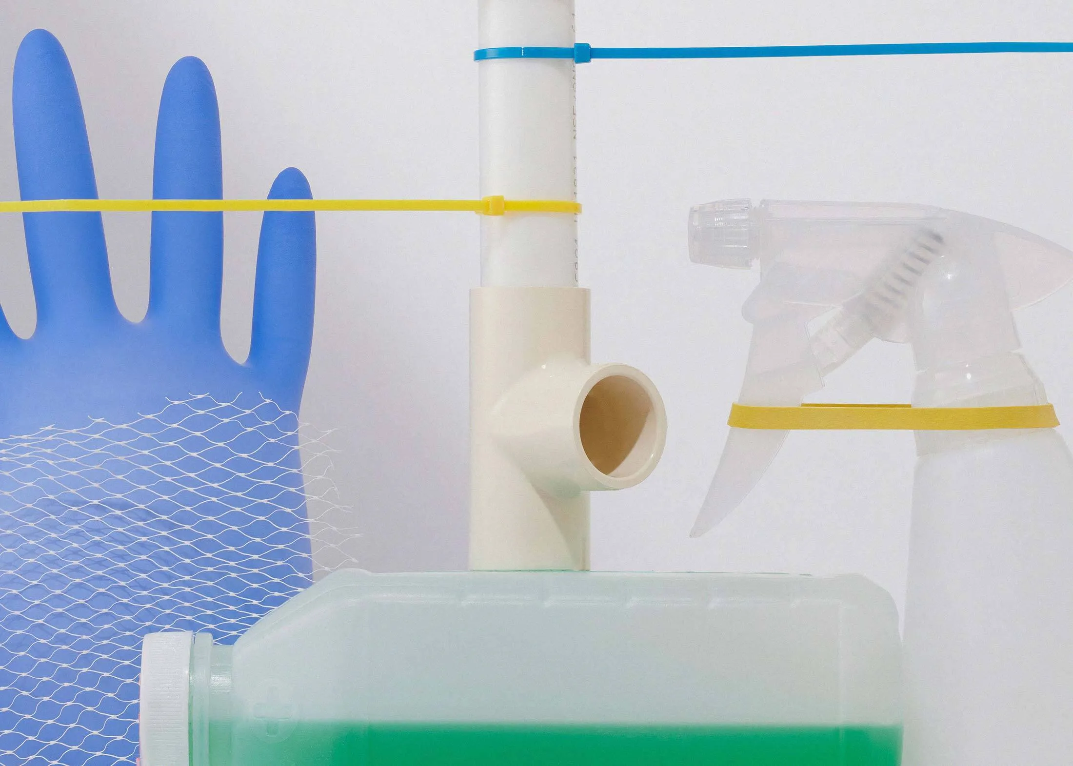 Conceptual still life of plastic products