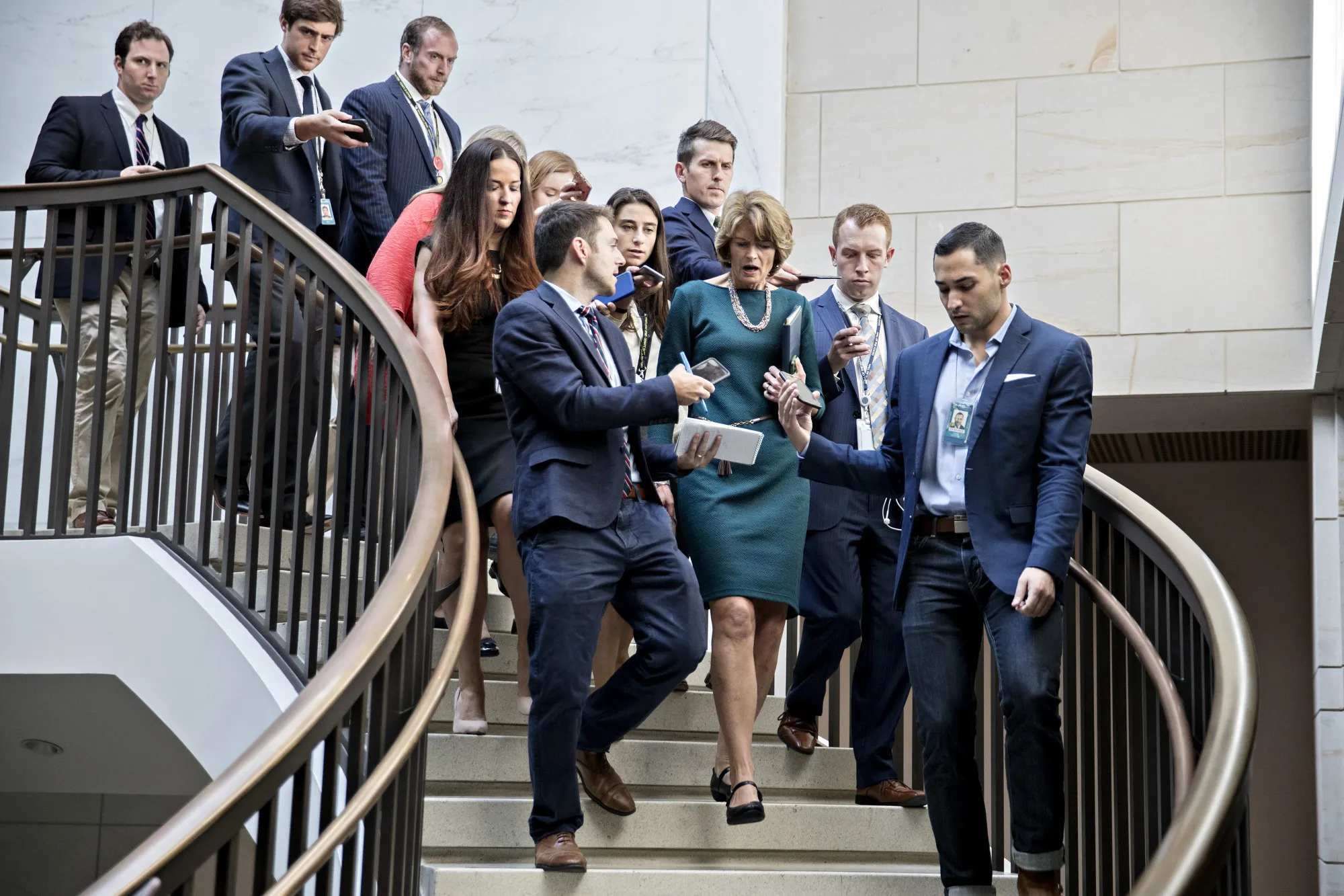 Senator Lisa Murkowski speaks to members of the media on Capitol Hill in Washington, D.C. on Oct. 4, 2018.