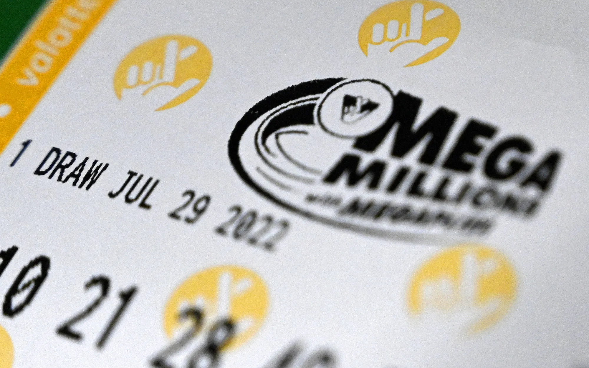 A Mega Millions lottery ticket at a store on July 29.&nbsp;