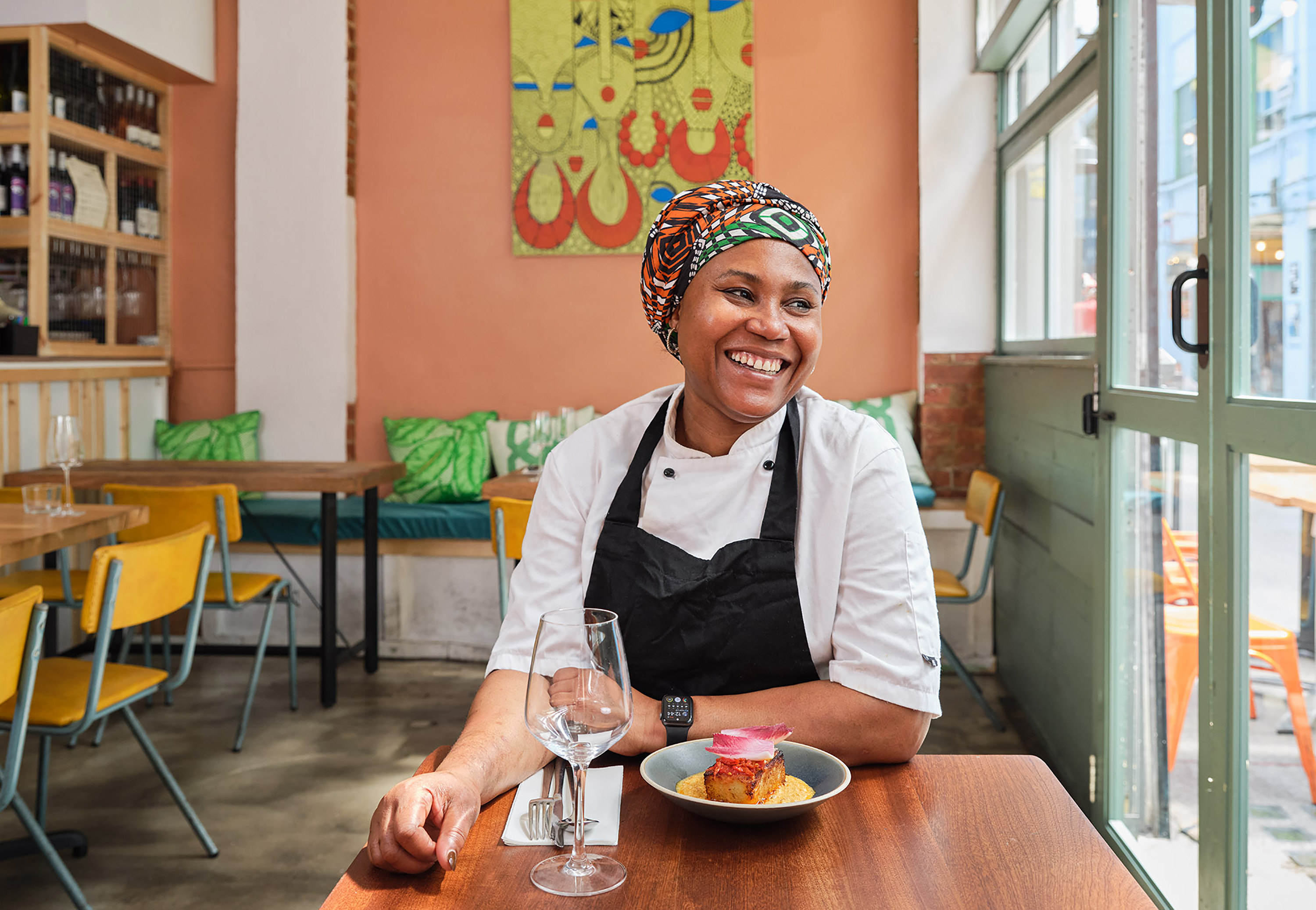 black chef cooking