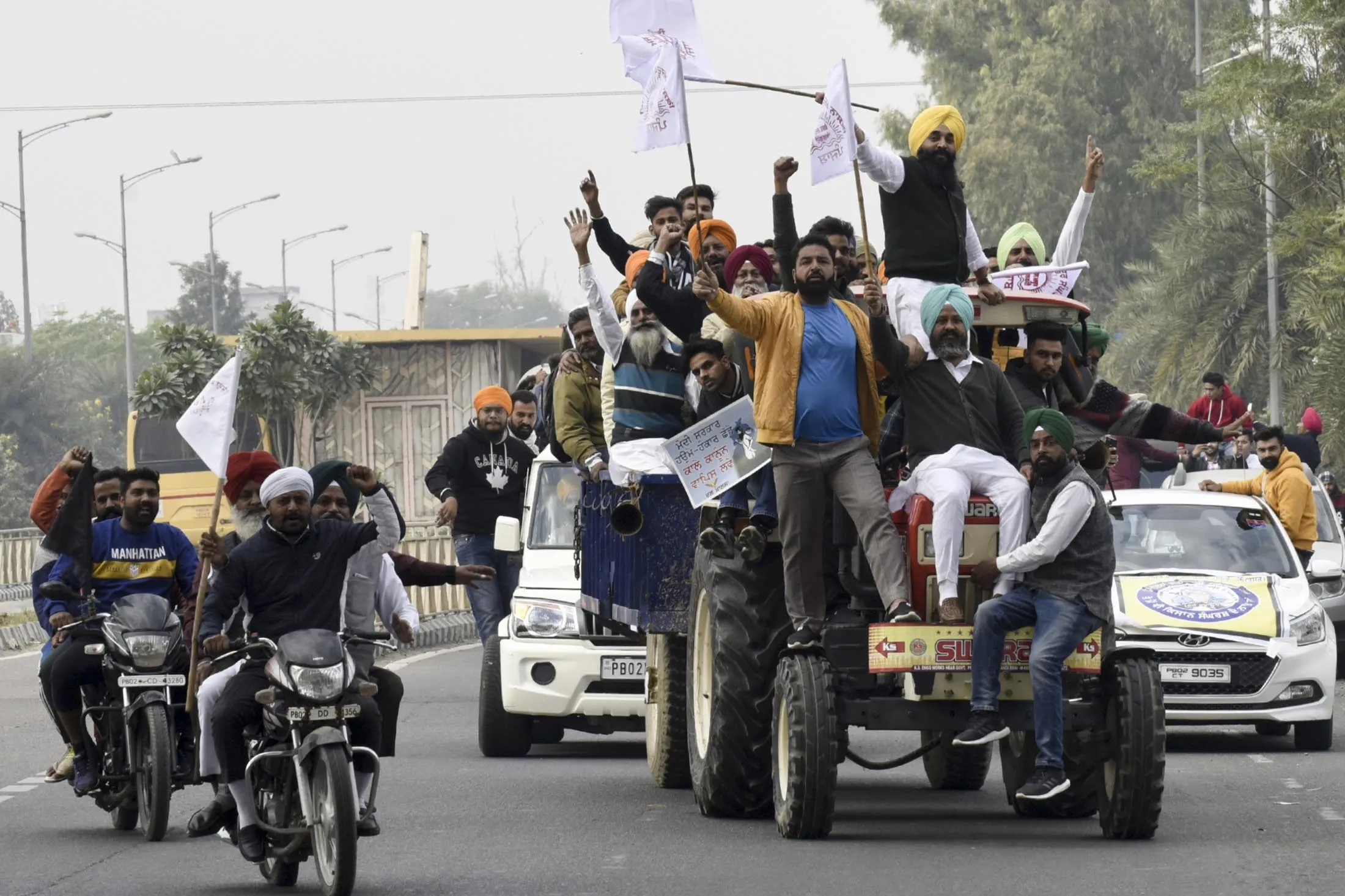 Activists during a protest against recent agricultural reforms&nbsp;in Amritsar, on Dec.&nbsp;8.