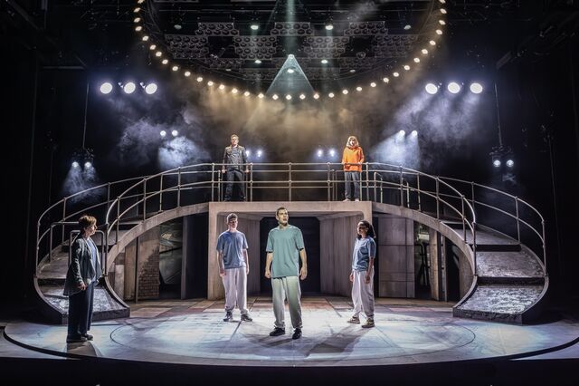 David Shields, center, playing Jacob Dunne in the UK production of Punch. 