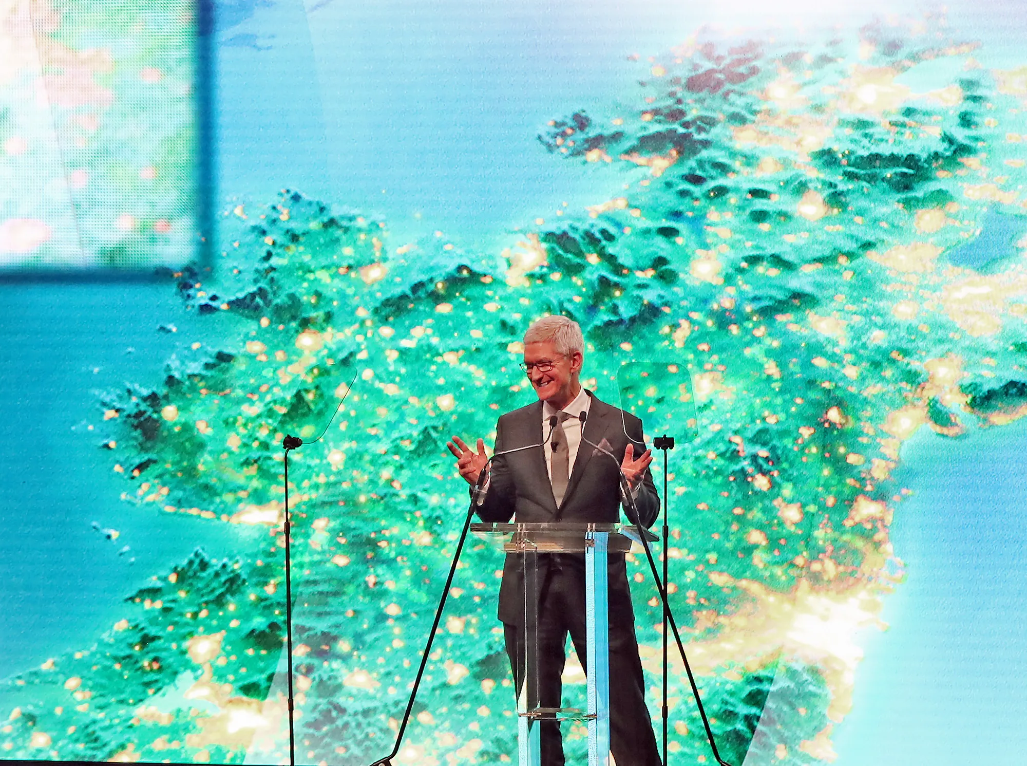 Tim Cook speaks in Dublin on Jan. 20.