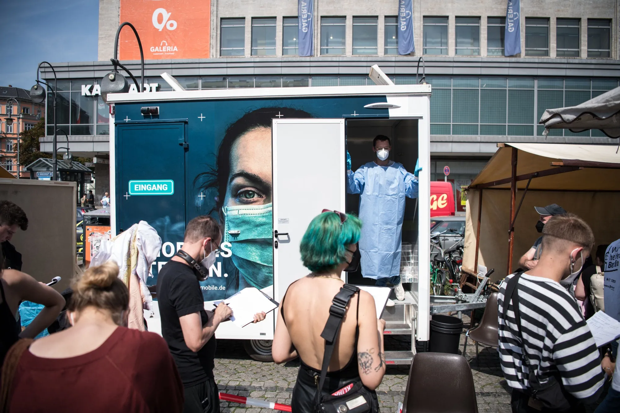 A mobile pop-up vaccination station in Neukoelln district, Berlin.