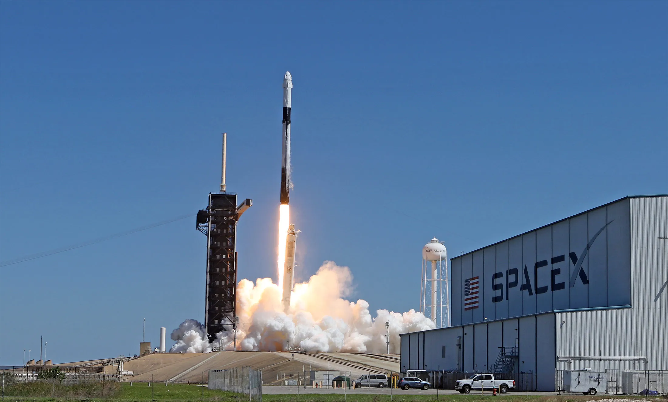 The SpaceX Falcon 9 first-stage booster taking 53 of the company’s&nbsp;Starlink&nbsp;satellites to orbit Friday last launched on April 8 for the&nbsp;Axiom Space Inc.&nbsp;private crew&nbsp;flight to the International Space Station.&nbsp;