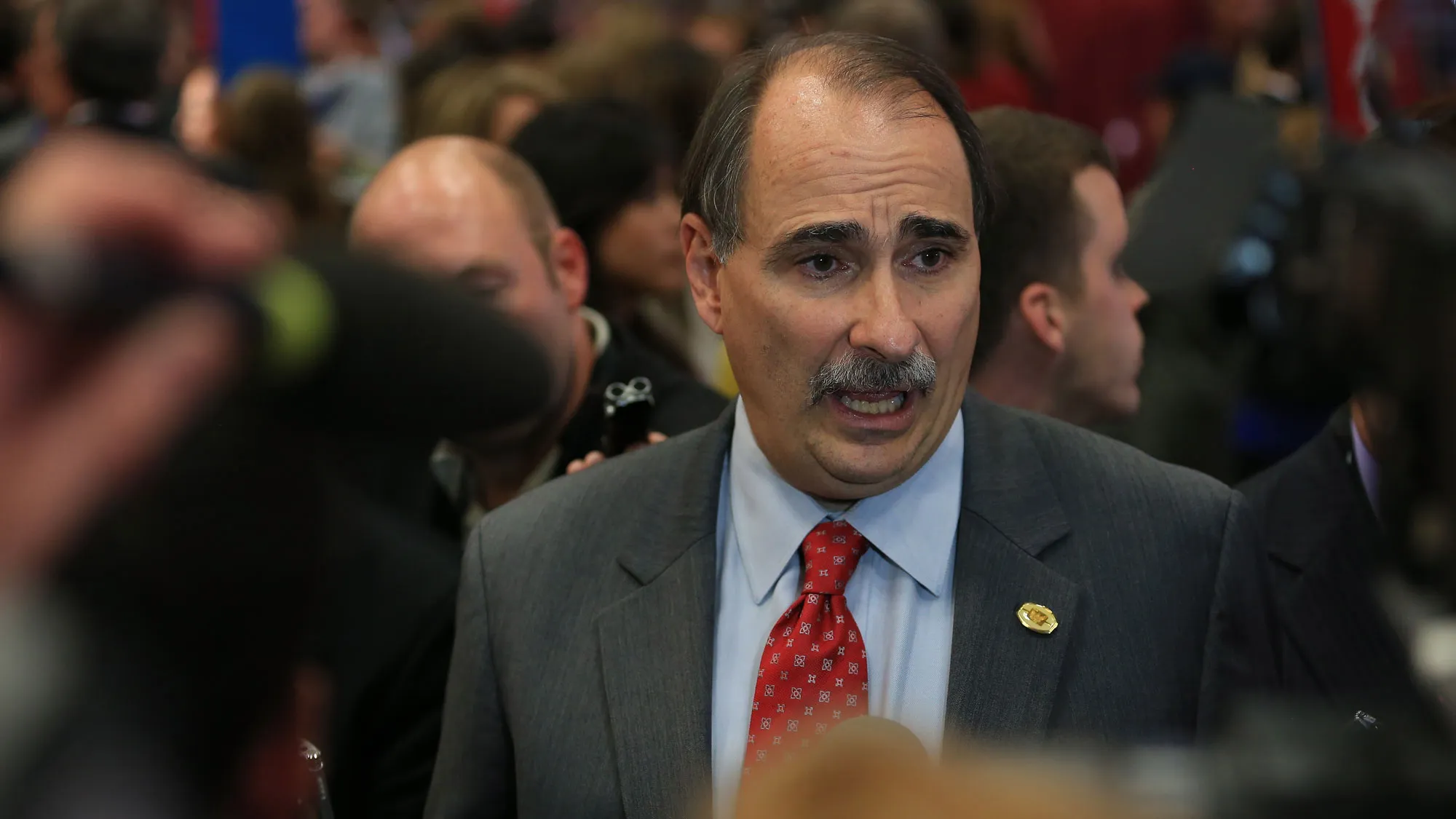 David Axelrod, Obama Campaign Senior Political Strategist, speaks to reporters after the Presidential Debate between Democratic presidential candidate, U.S. President Barack Obama and Republican presidential candidate, former Massachusetts Gov. Mitt Romney at the University of Denver on October 3, 2012 in Denver, Colorado.
