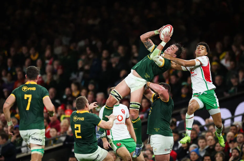 A rugby union test match between Wales and South Africa at the Principality Stadium, in Cardiff.