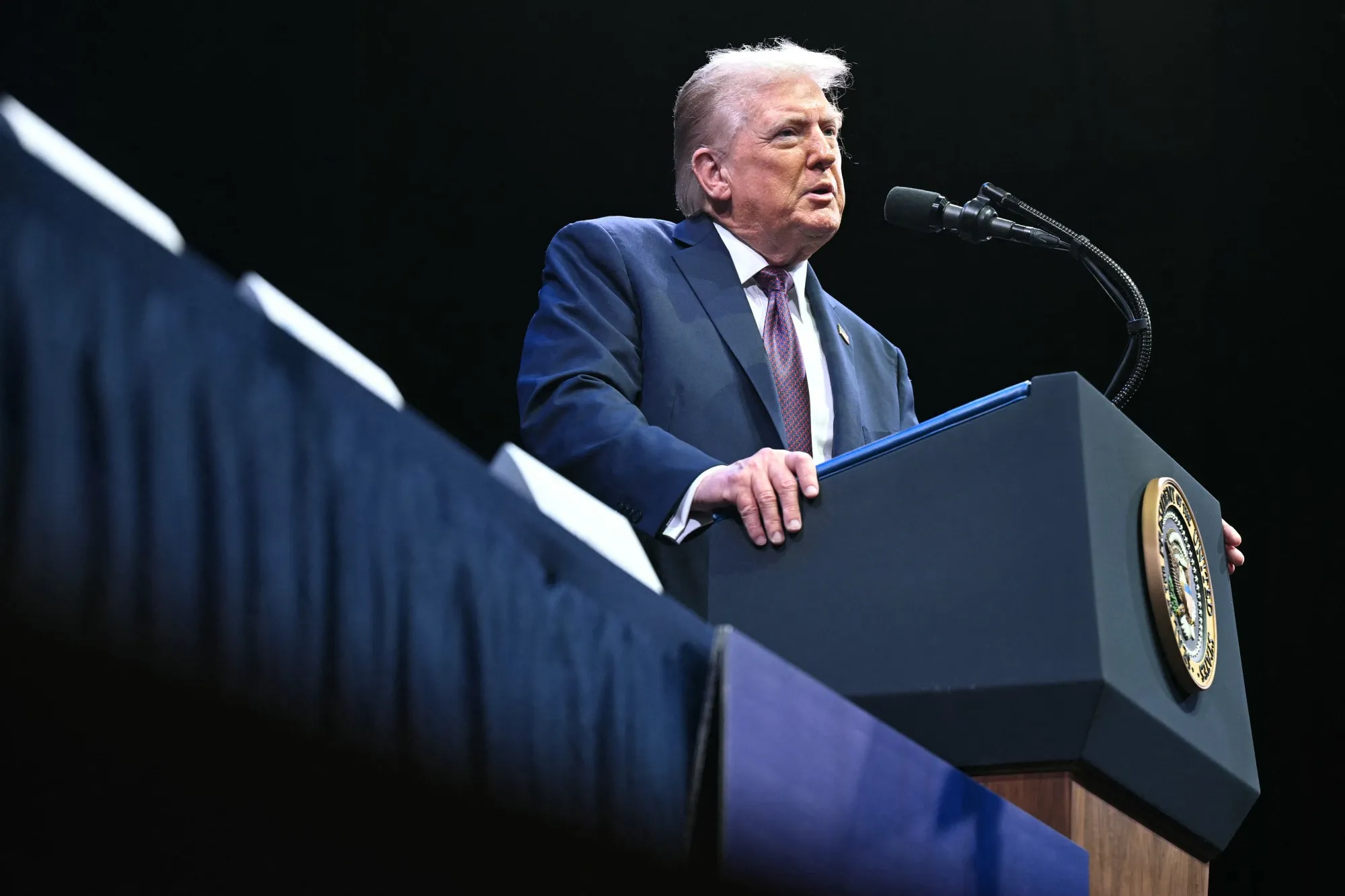 US President Donald Trump speaks during a meeting on religious liberty in education at the Museum of the Bible in Washington, DC, on Sept. 8.&nbsp;