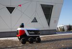 A Yandex autonomous delivery robot in Innopolis, Russia.
