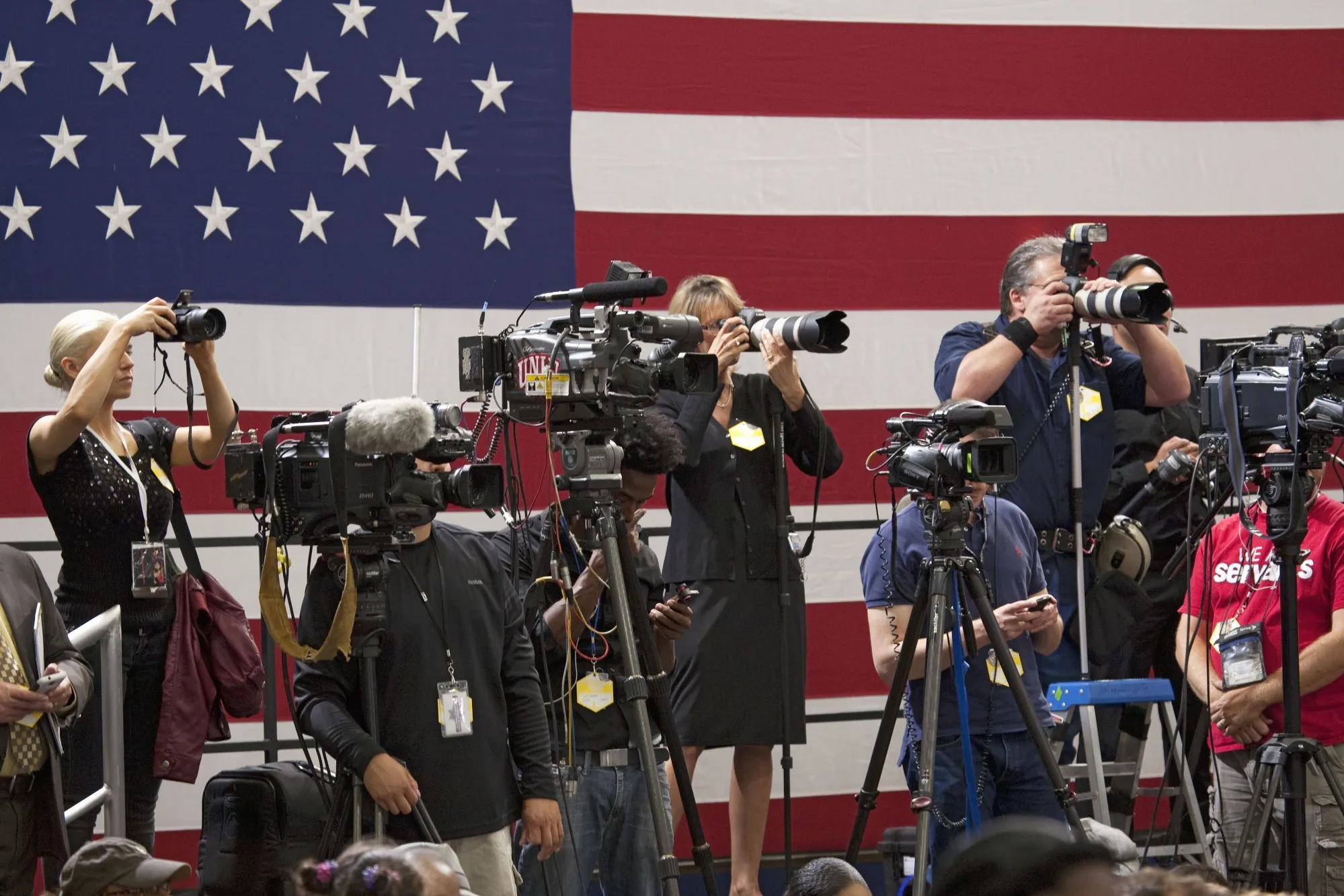 Stars, stripes, cameras.
