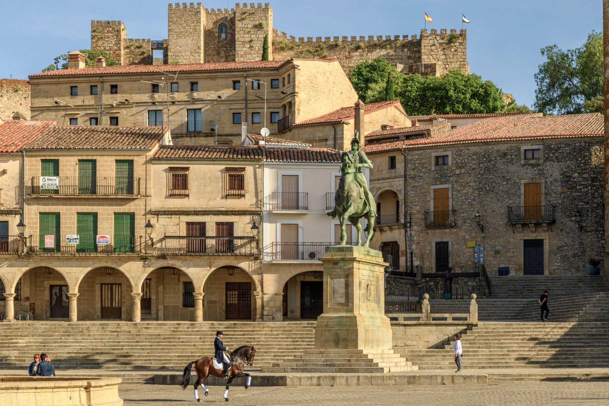 The Pizarro statue in Trujillo’s Plaza Mayor