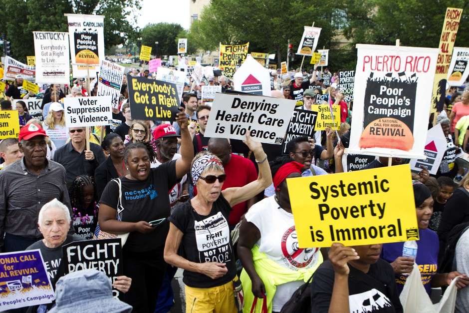 Demonstrators outside of the U.S. Capitol during a Poor People's Campaign rally on June 23, 2018.
