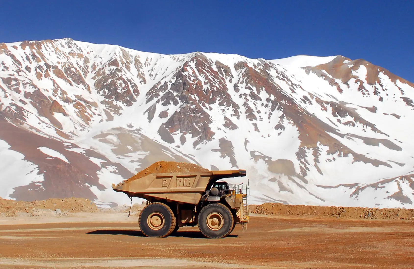 A mining truck carrying gold and silver bearing ore at a Barrick mine in Argentina.